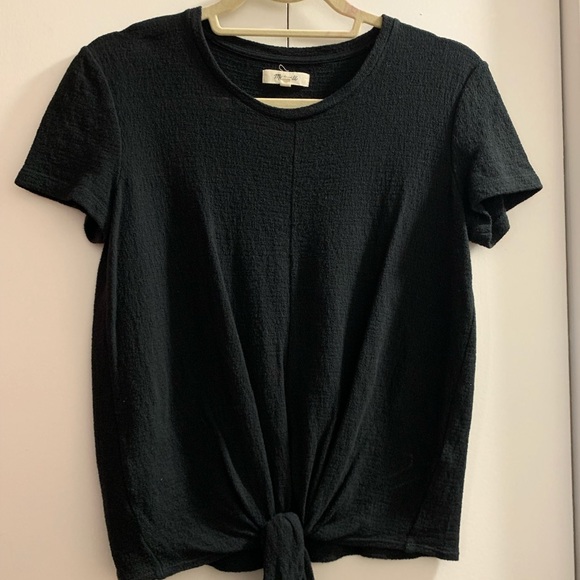 Madewell Black Tie Front Tee - Size XS - Picture 4 of 6